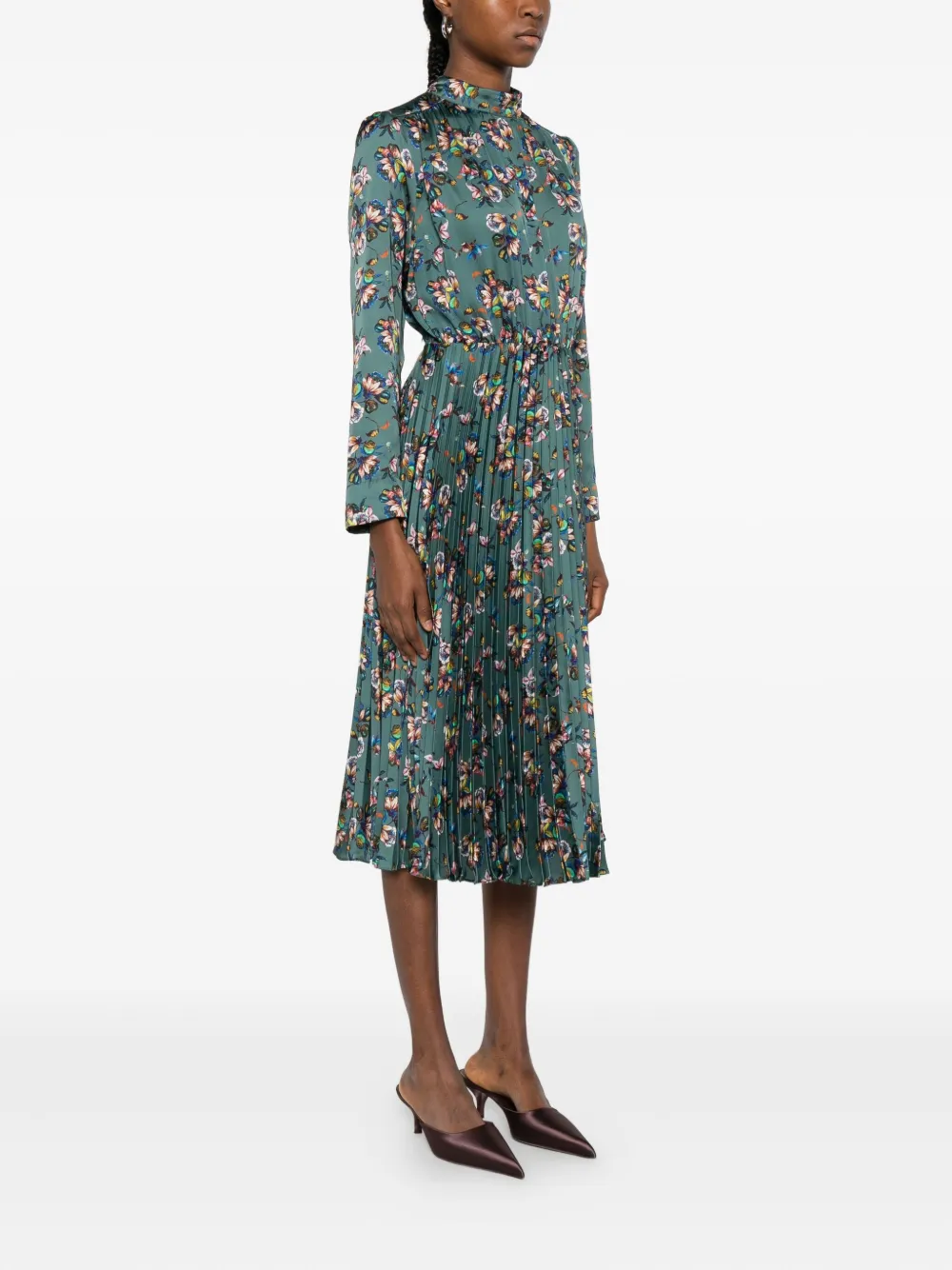 NISSA Geplooide jurk met bloemenprint Groen