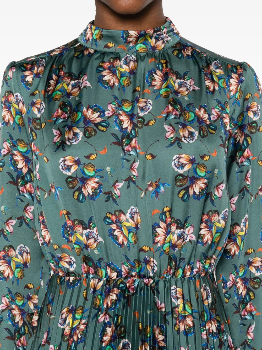 NISSA Geplooide jurk met bloemenprint Groen
