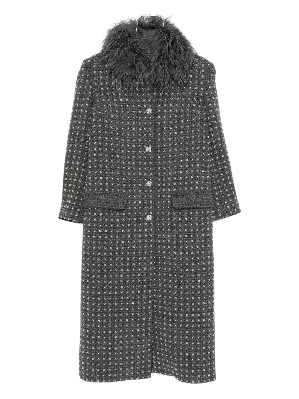NISSA feather-trim coat | Grey | Image 1