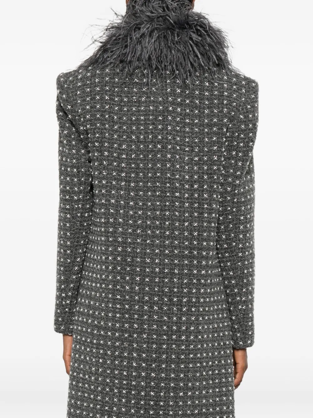 Nissa Feather-trim Coat In Gray