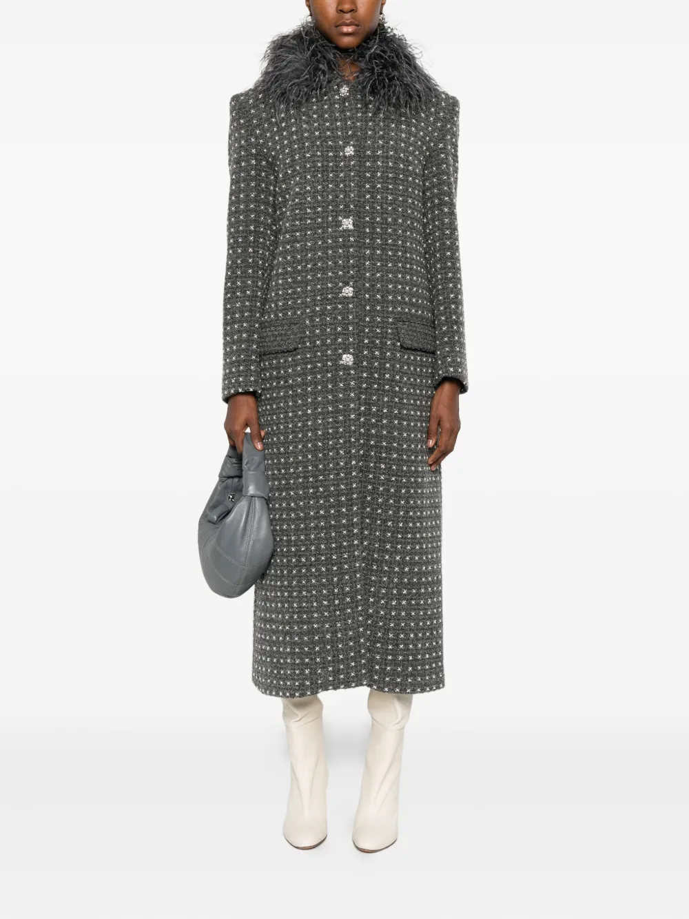 NISSA feather-trim coat | Single Breasted Coats | Image 2