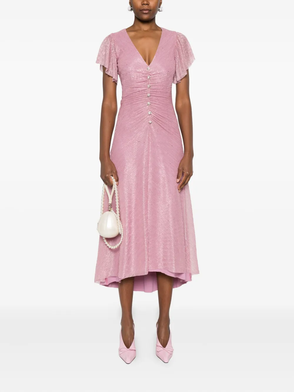 NISSA Midi-jurk met ruches - Roze