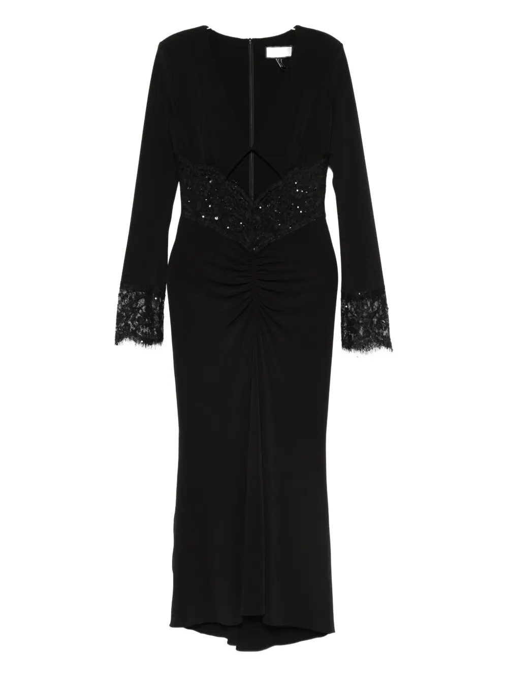 Nissa Lace-trim Sequin-embellished Dress In Black