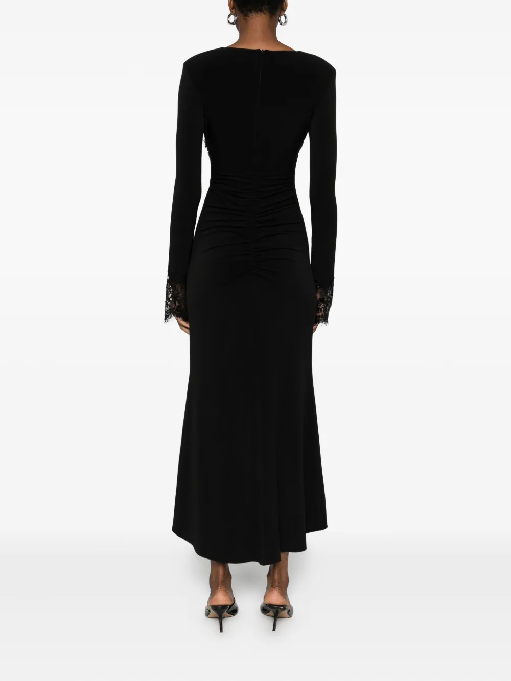 Nissa Lace-trim Sequin-embellished Dress In Black