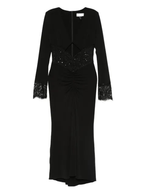 NISSA lace-trim sequin-embellished dress
