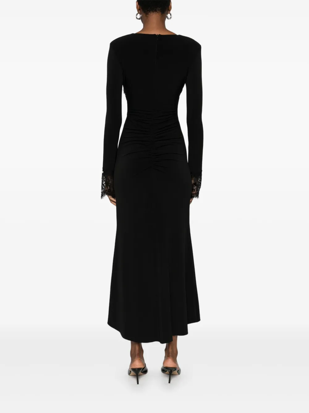 NISSA Jurk met kanten afwerking en pailletten Zwart