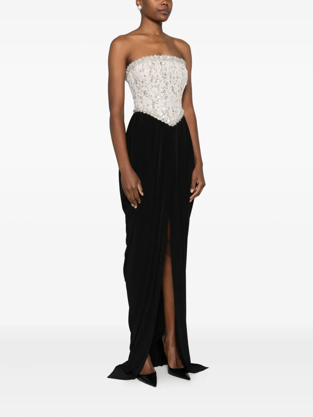 NISSA Jurk met kanten vlakken Zwart