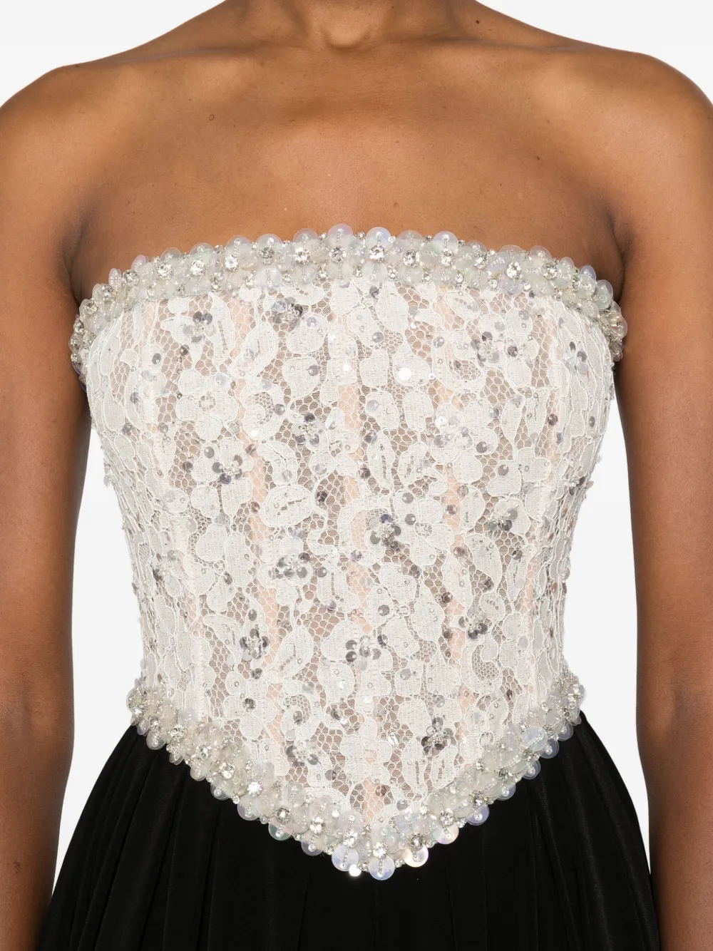 NISSA Jurk met kanten vlakken Zwart