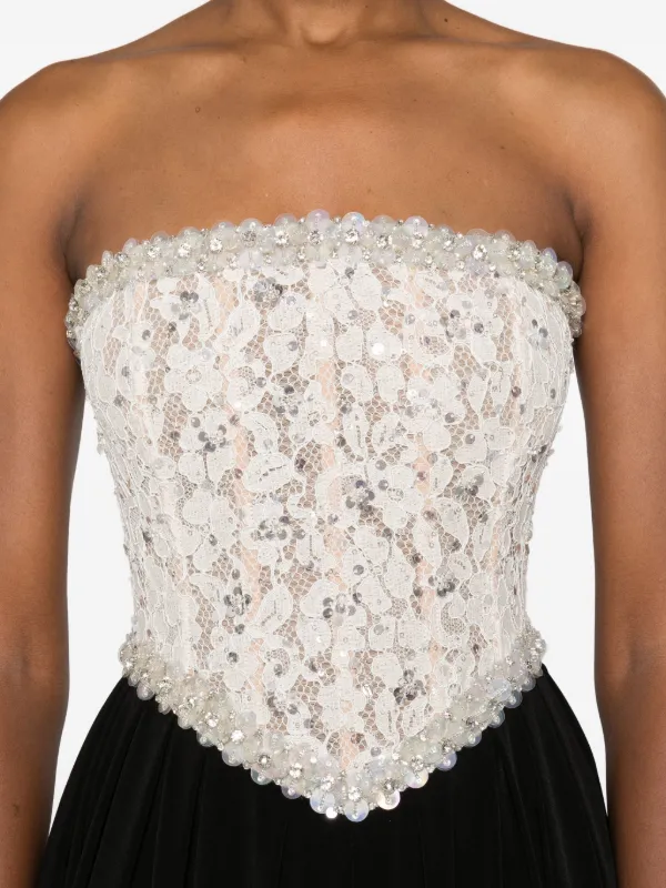 Nissa Lace-paneled Strapless Dress - Black