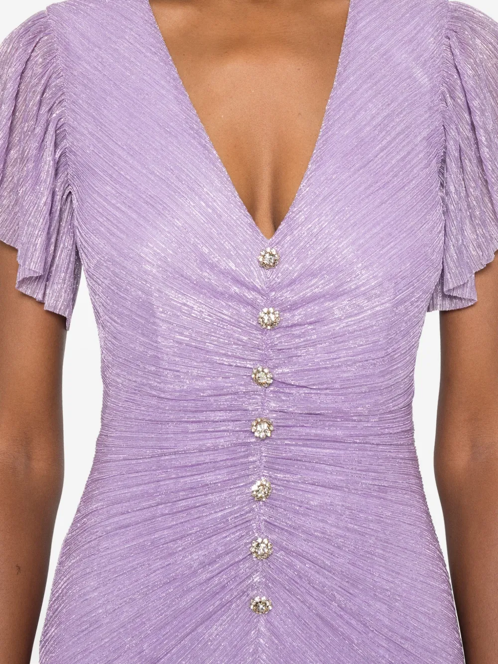 Nissa Ruffled Gathered Dress In Purple