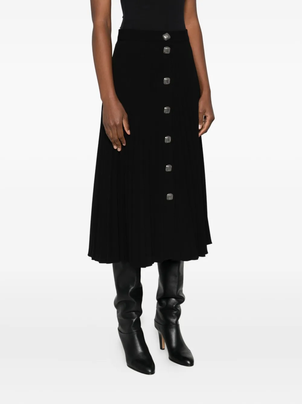 Button Midi Skirt