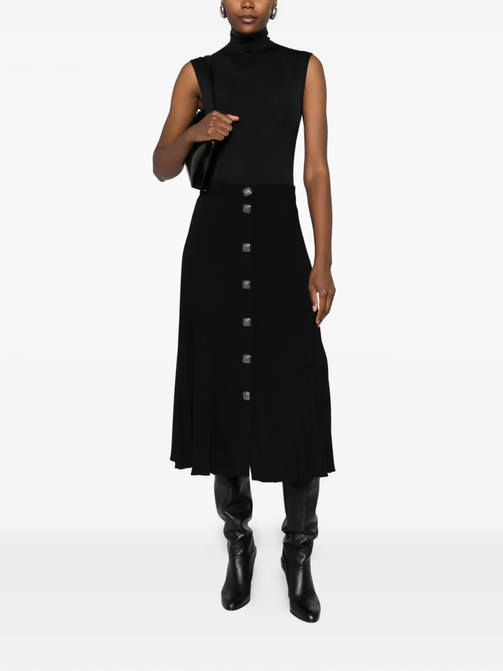 NISSA Midi-rok met knoop - Zwart