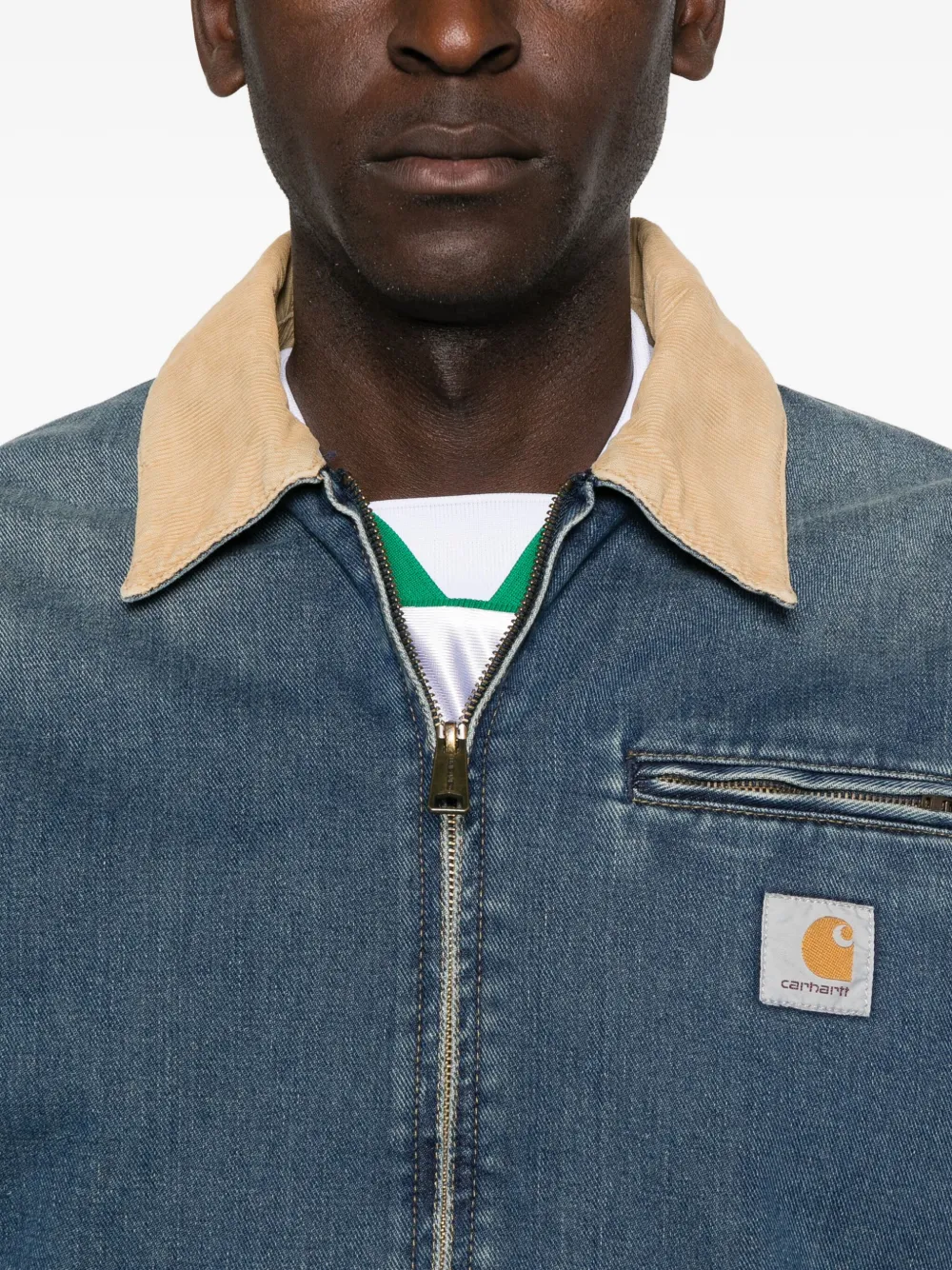 Carhartt Contrasting-collar Denim Jacket In Blue