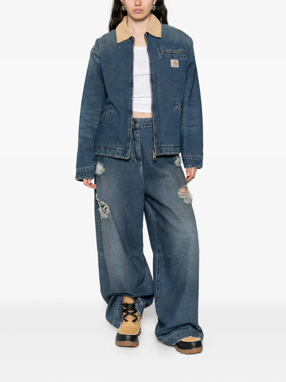 Carhartt WIP Denim jack met contrasterende kraag Blauw
