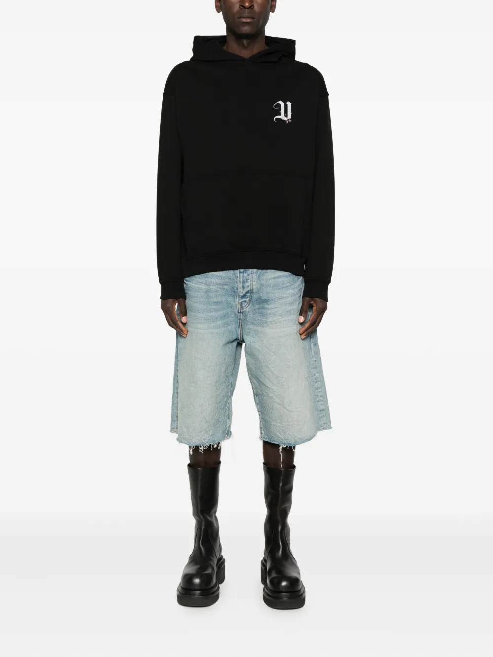 Vision Of Super Black Graphic Print Hoodie With Artistic Design In Black