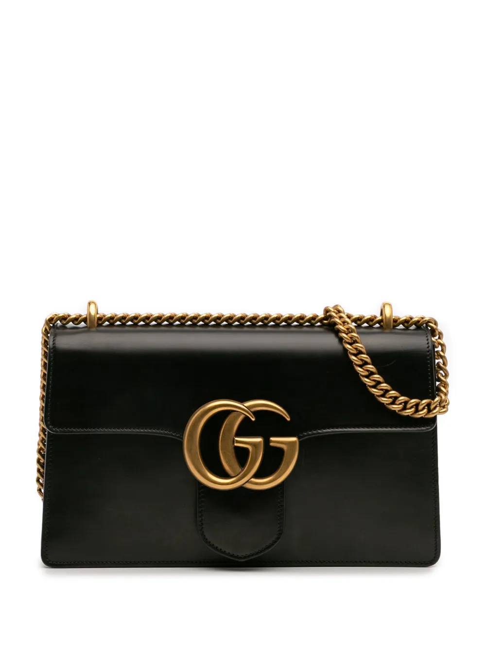 Gucci Pre-Owned 2016-2025 Medium GG Marmont Leather Chain Flap shoulder bag | Black | Image 1