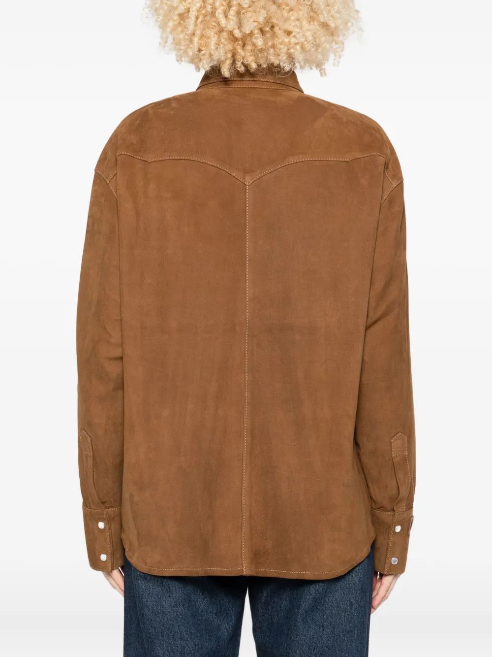 Lois Jeans Long-sleeved Suede Shirt Jacket In Brown