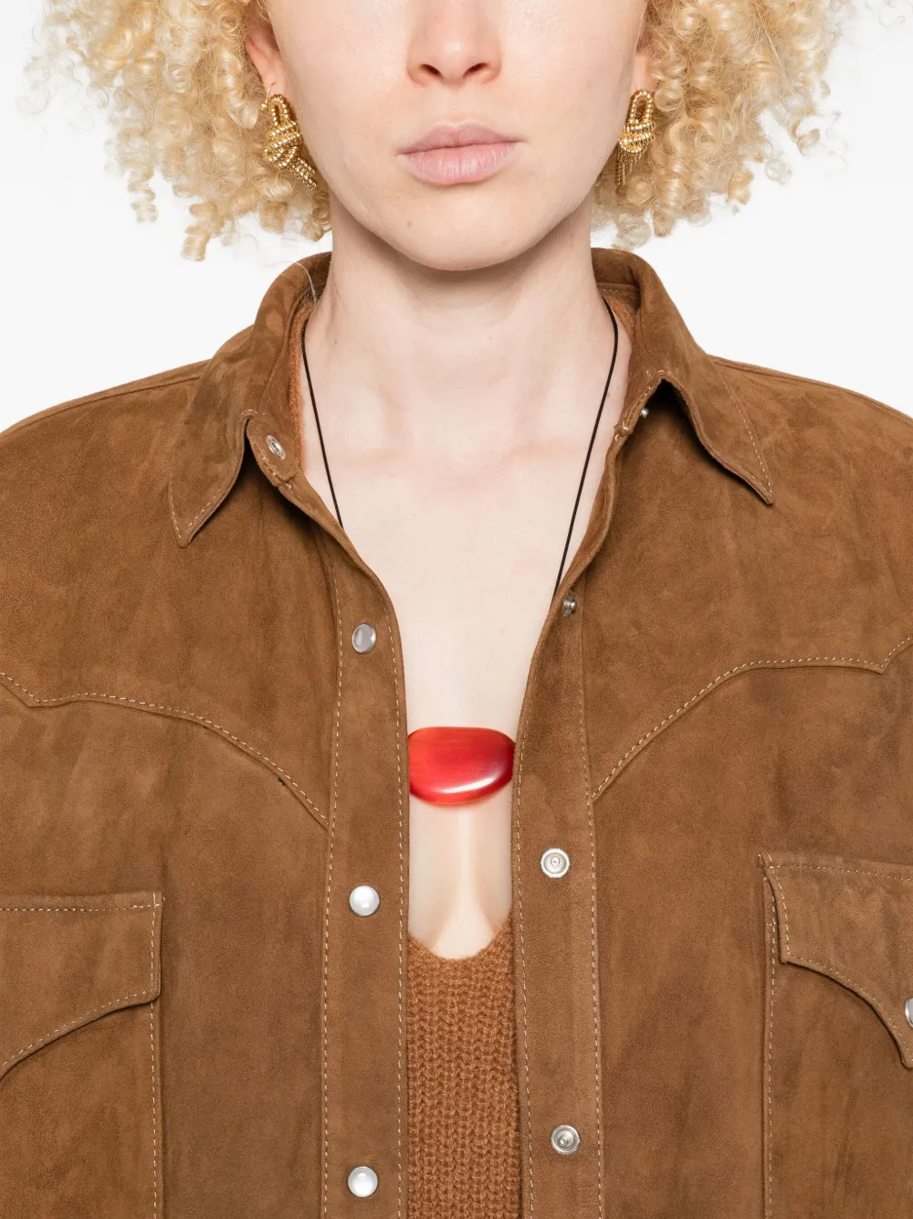 Lois Jeans Long-sleeved Suede Shirt Jacket In Brown