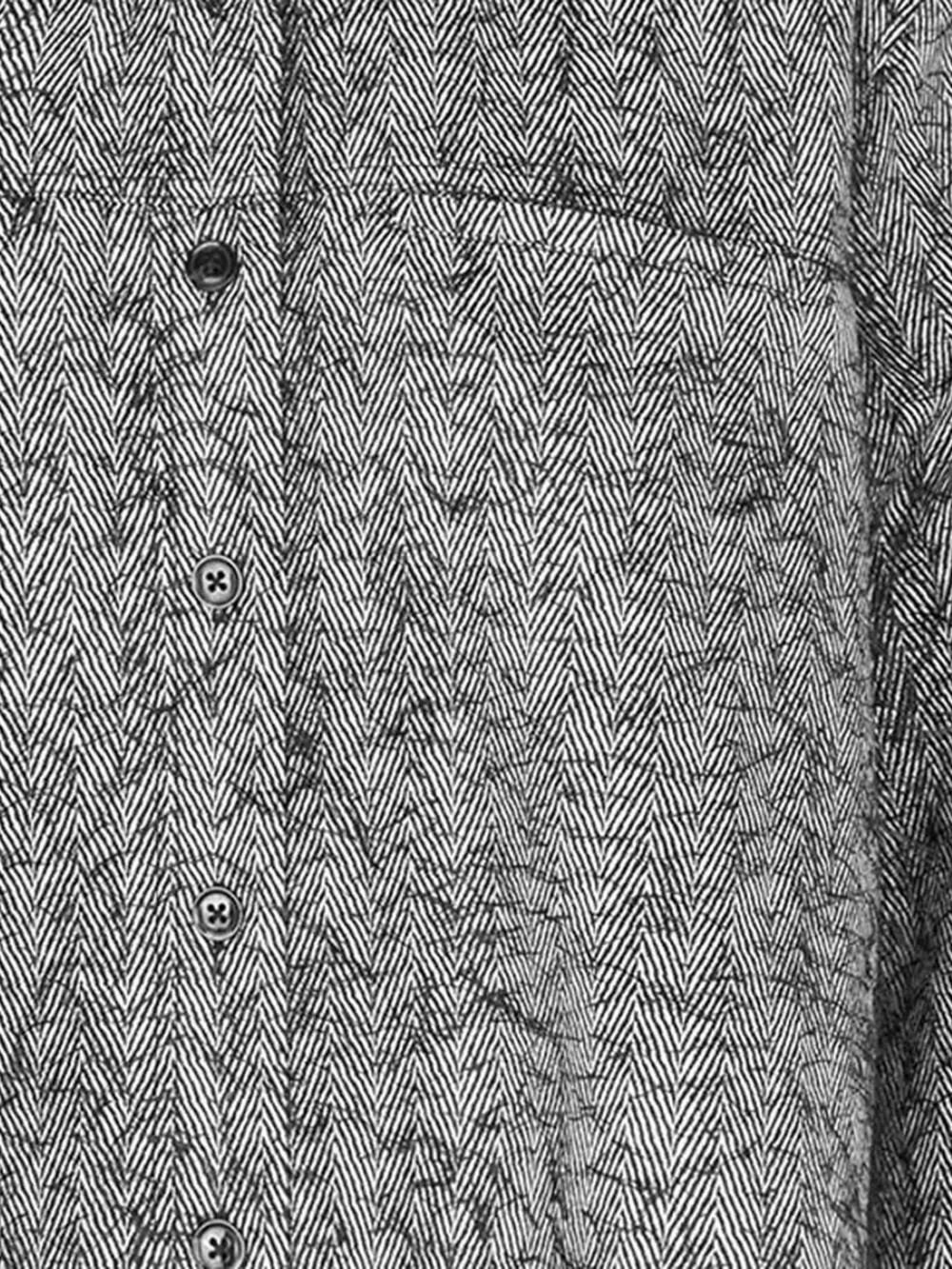 Samsoe & Samsoe Loose-fit Black And White Herringbone Shirt With Textured Design In Gray