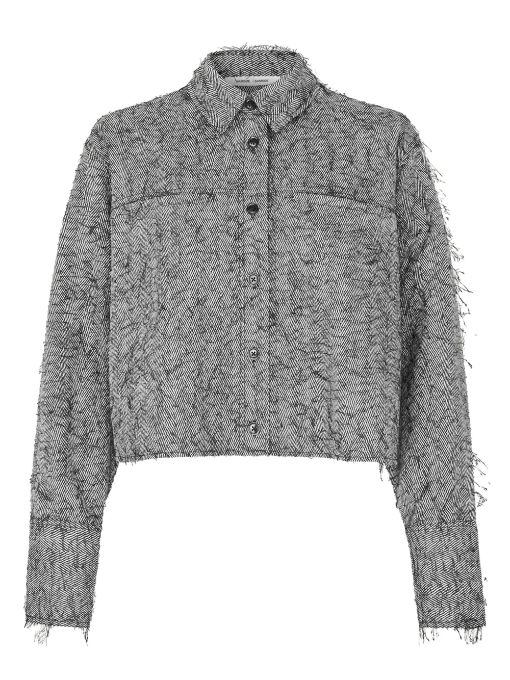 SAMSOE SAMSOE Sasofila herringbone frayed shirt | Black | Image 1