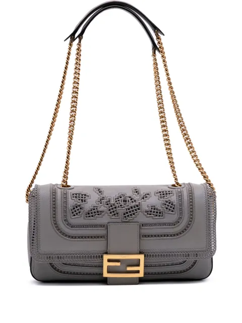 Fendi Pre-Owned شنطة كتف 'باغيت' جلد مطرزة بسلسلة ودانتيل 2000-2010