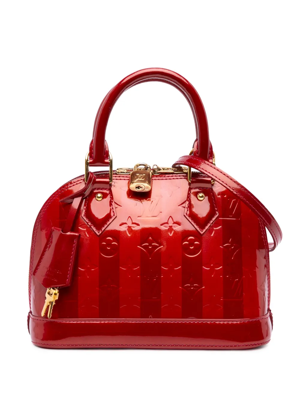 Louis Vuitton Pre-Owned 2011 Monogram Vernis Rayures Alma BB satchel | Red | Image 1