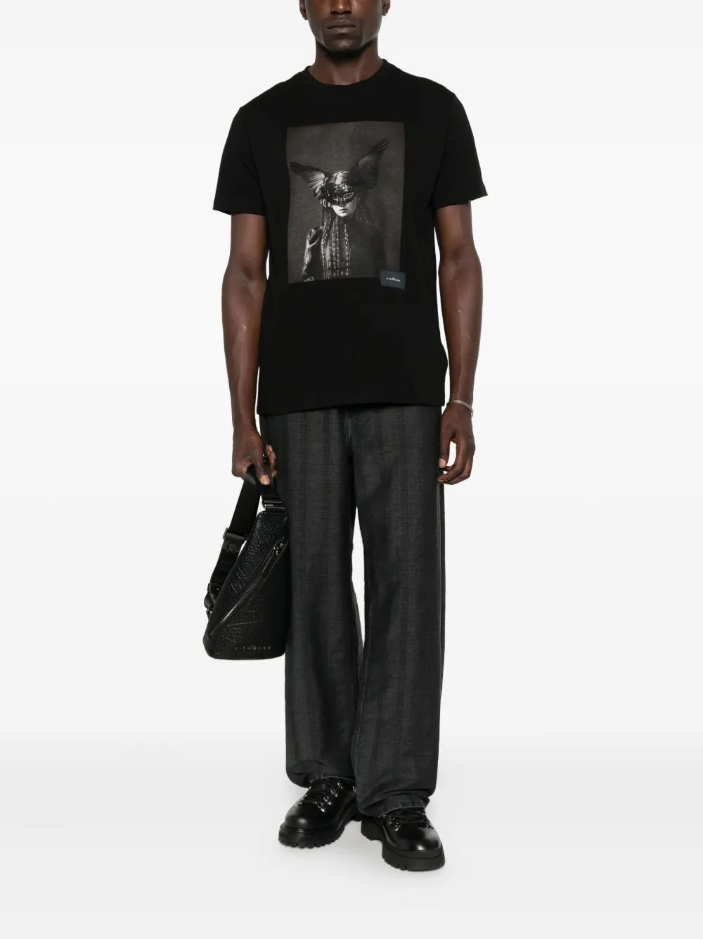 John Richmond T-shirt met grafische print - Zwart