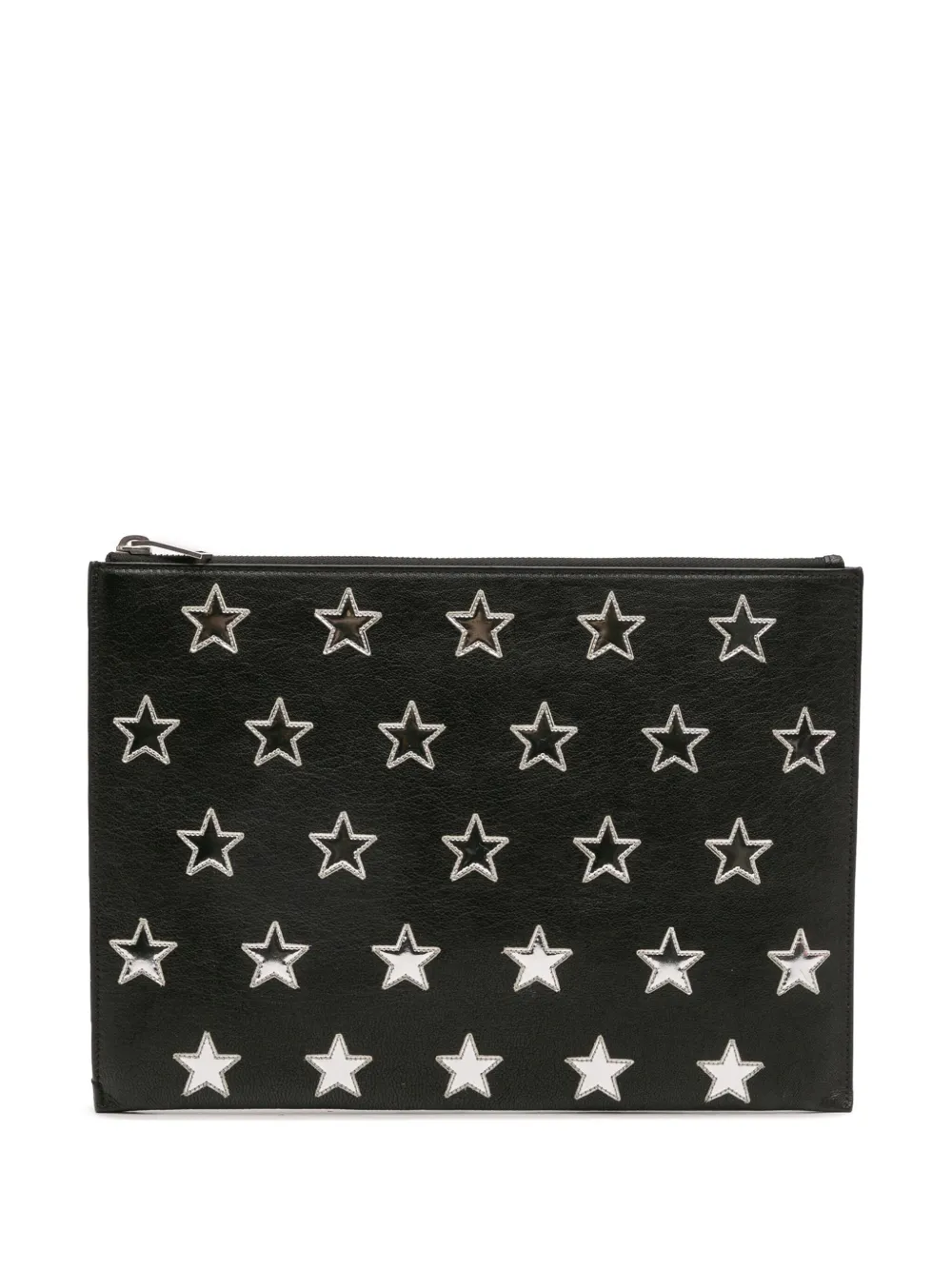 Saint Laurent Pre-Owned 2017 レザー スターライダー タブレットポーチ クラッチバッグ - ブラック Saint Laurent Pre-Owned 2017 レザー スターライダー タブレットポーチ クラッチバッグ - ブラック