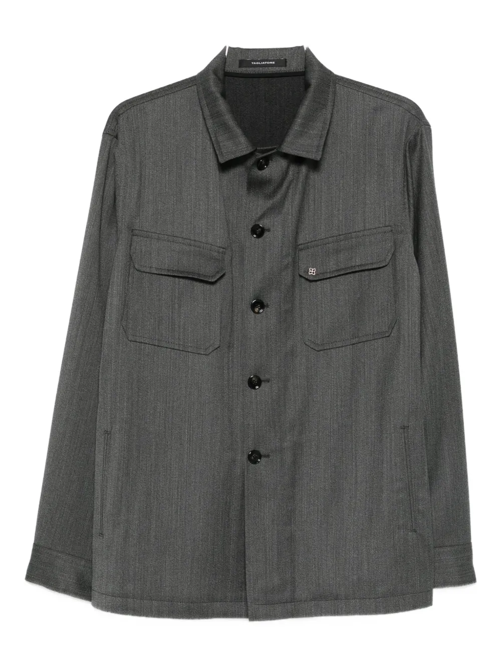 Tagliatore logo-appliqué shirt jacket | Grey | Image 1