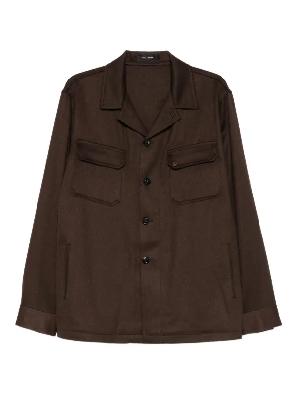 Tagliatore Buttoned Chest-pocket Shirt in Brown
