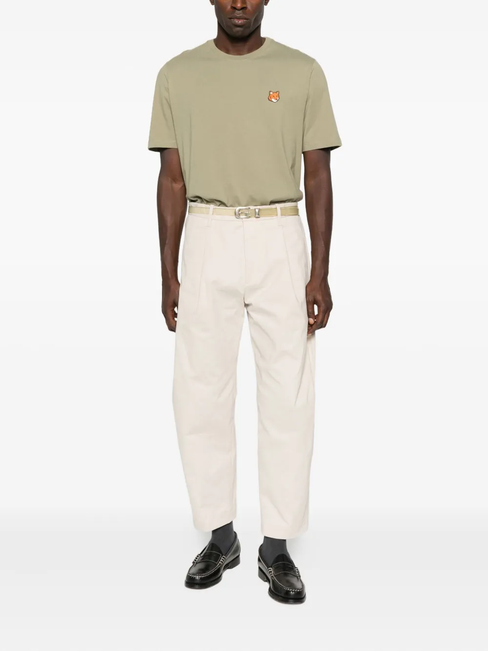 Maison Kitsuné fox-head embroidered T-shirt - Groen