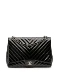 CHANEL Pre-Owned 2009-2010 Maxi Classic Chevron Patent Single Flap shoulder bag - Black