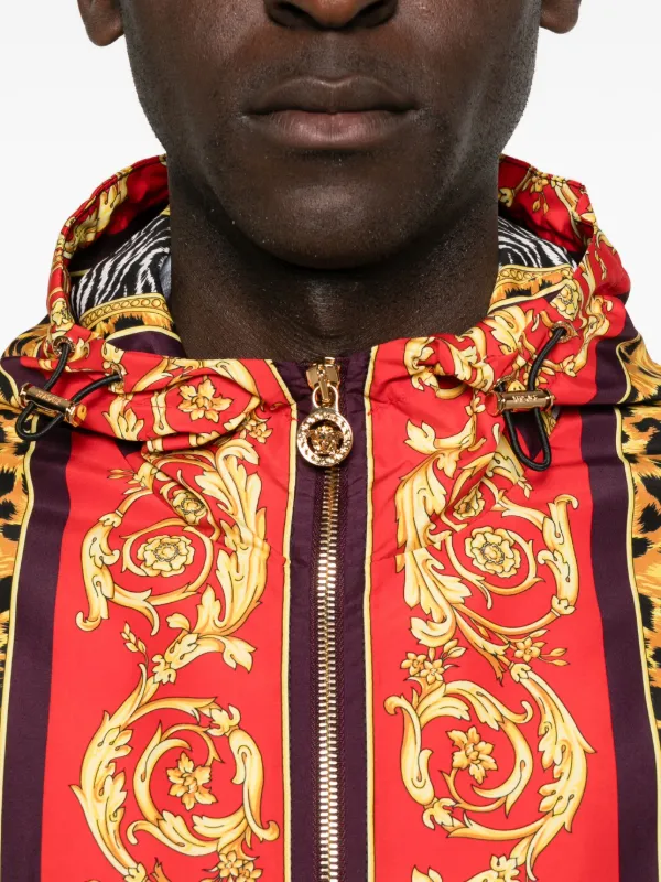 Versace Animalier zip-up Hooded Jacket | Red | FARFETCH