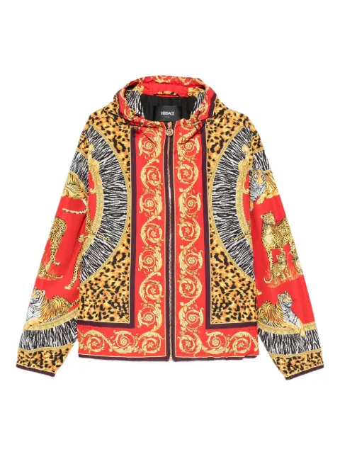 Versace Animalier zip-up hooded jacket