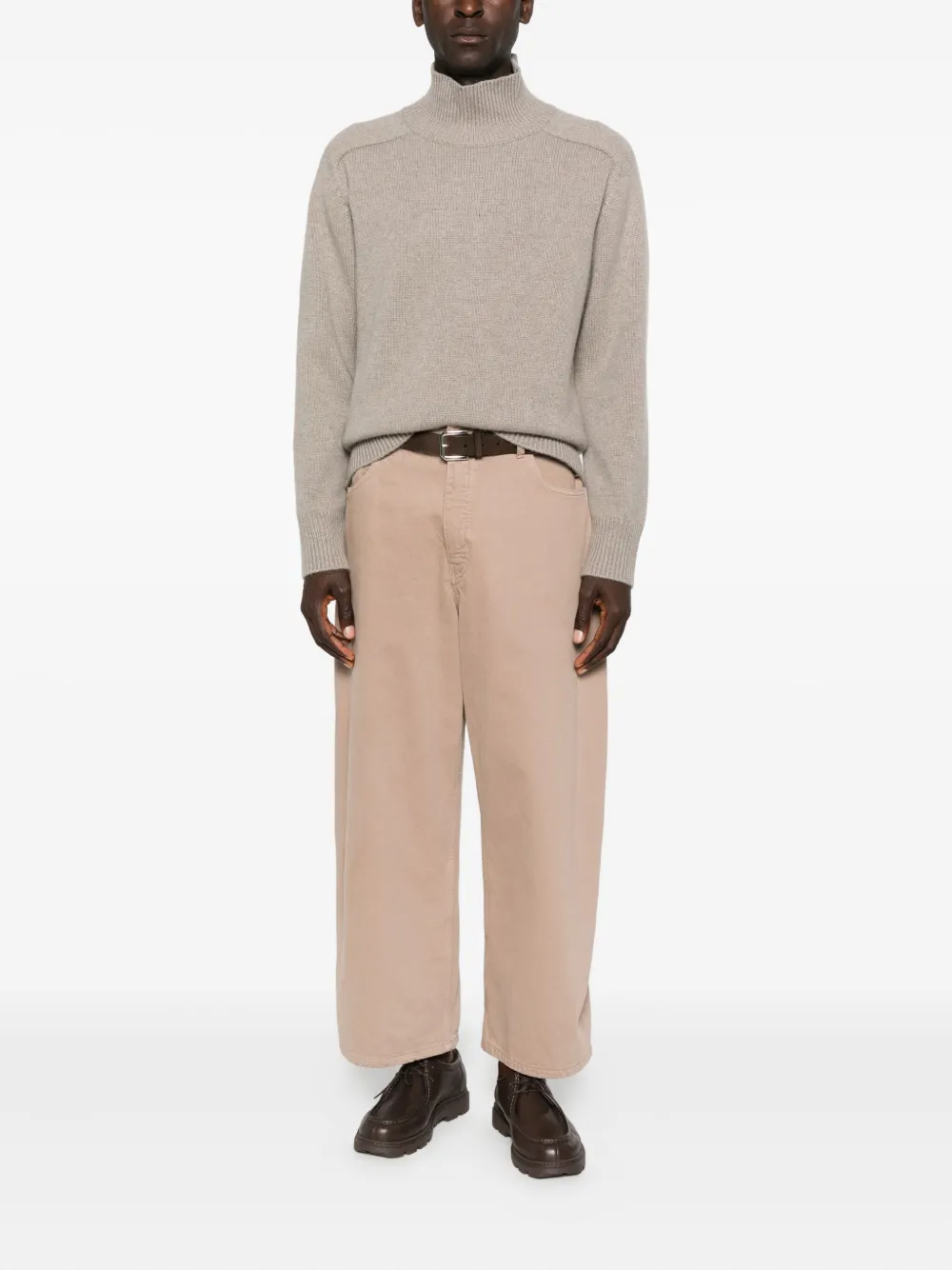 Soft Goat Trui met trechterhals - Beige