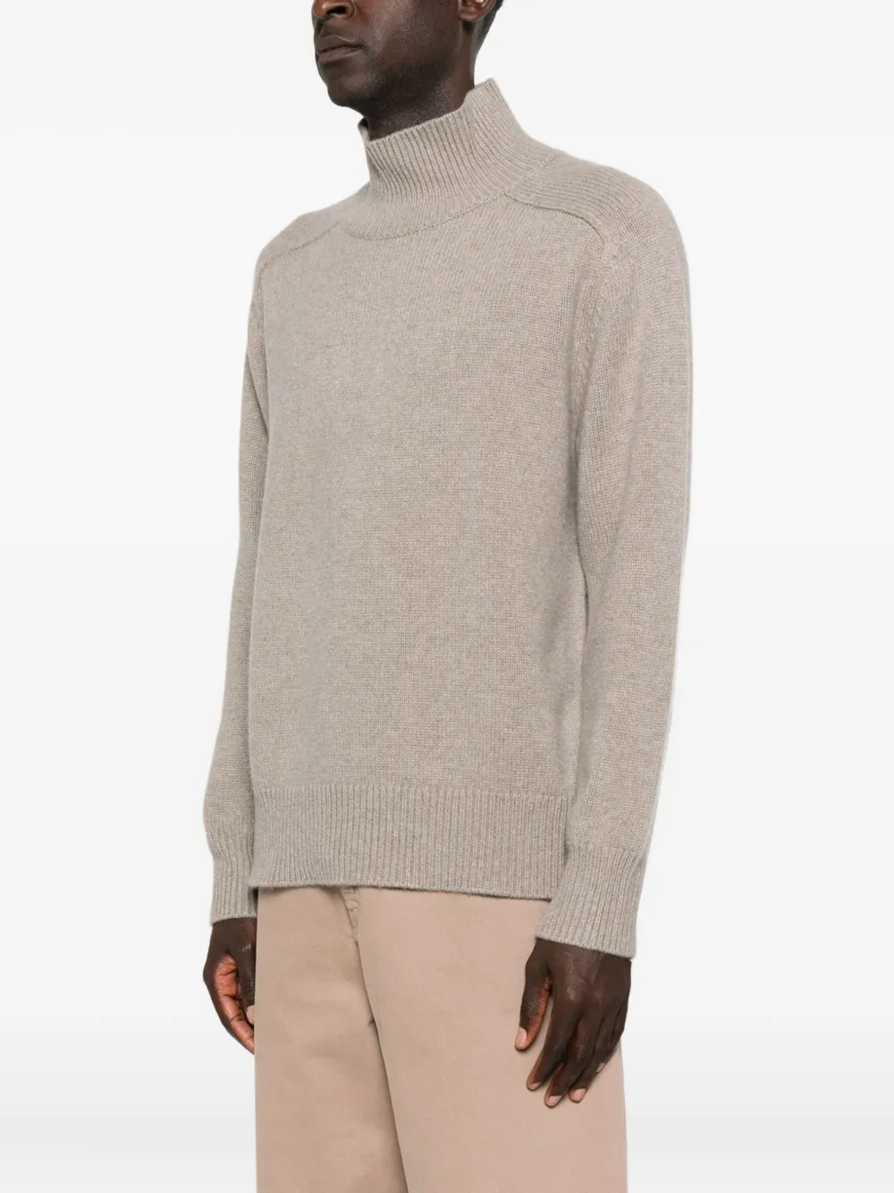 Soft Goat Funnel-neck Sweater In Neutral