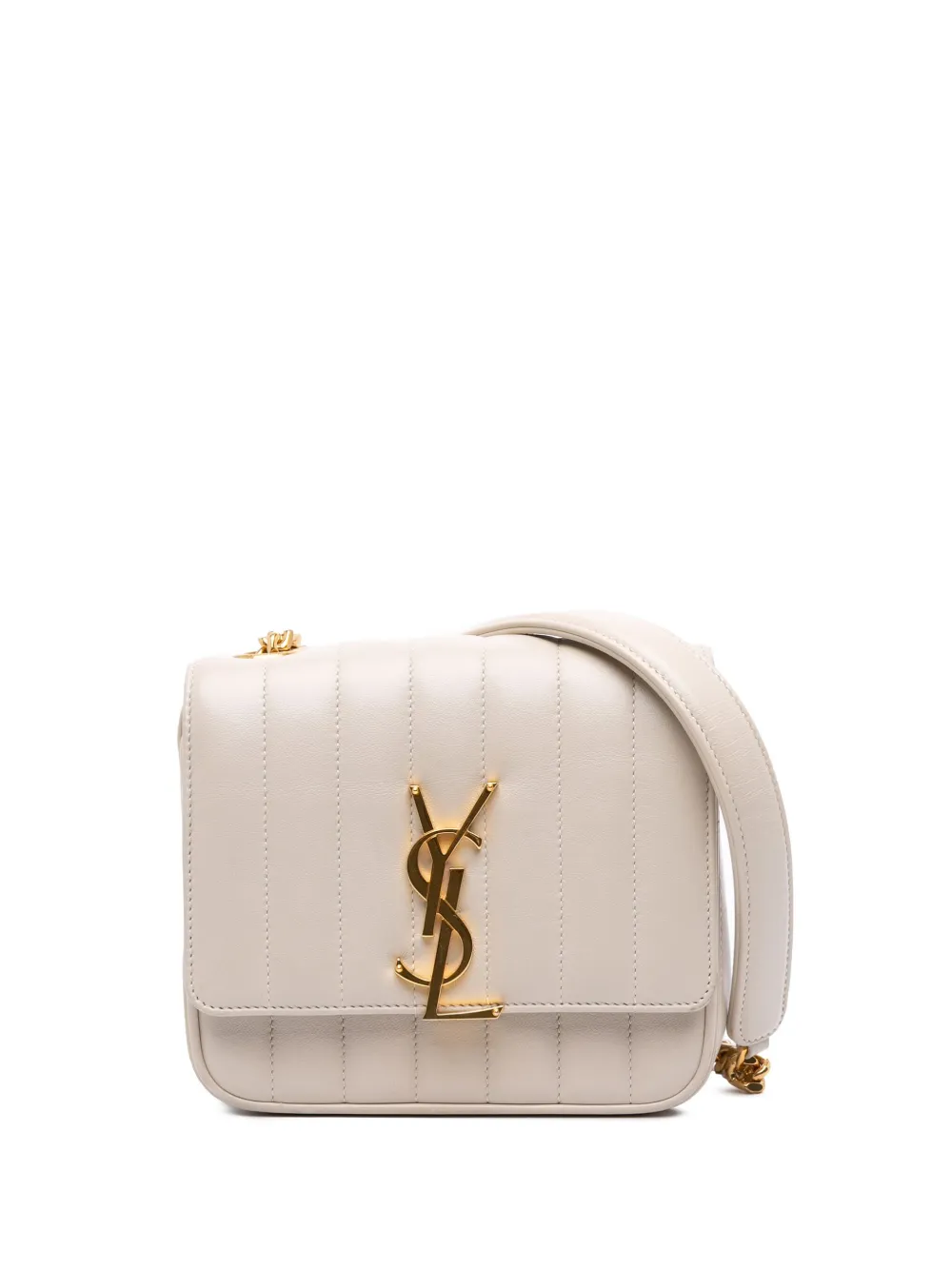 Saint Laurent Pre-Owned 2018 Small Lambskin Monogram Vicky Chain Bag crossbody bag | White | Image 1