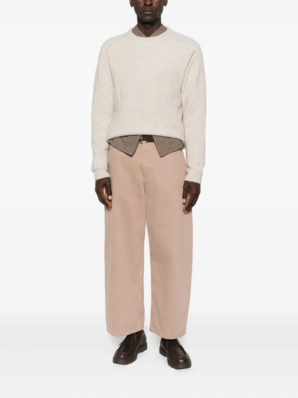 Soft Goat Crewneck Long-sleeve Sweater In Neutral