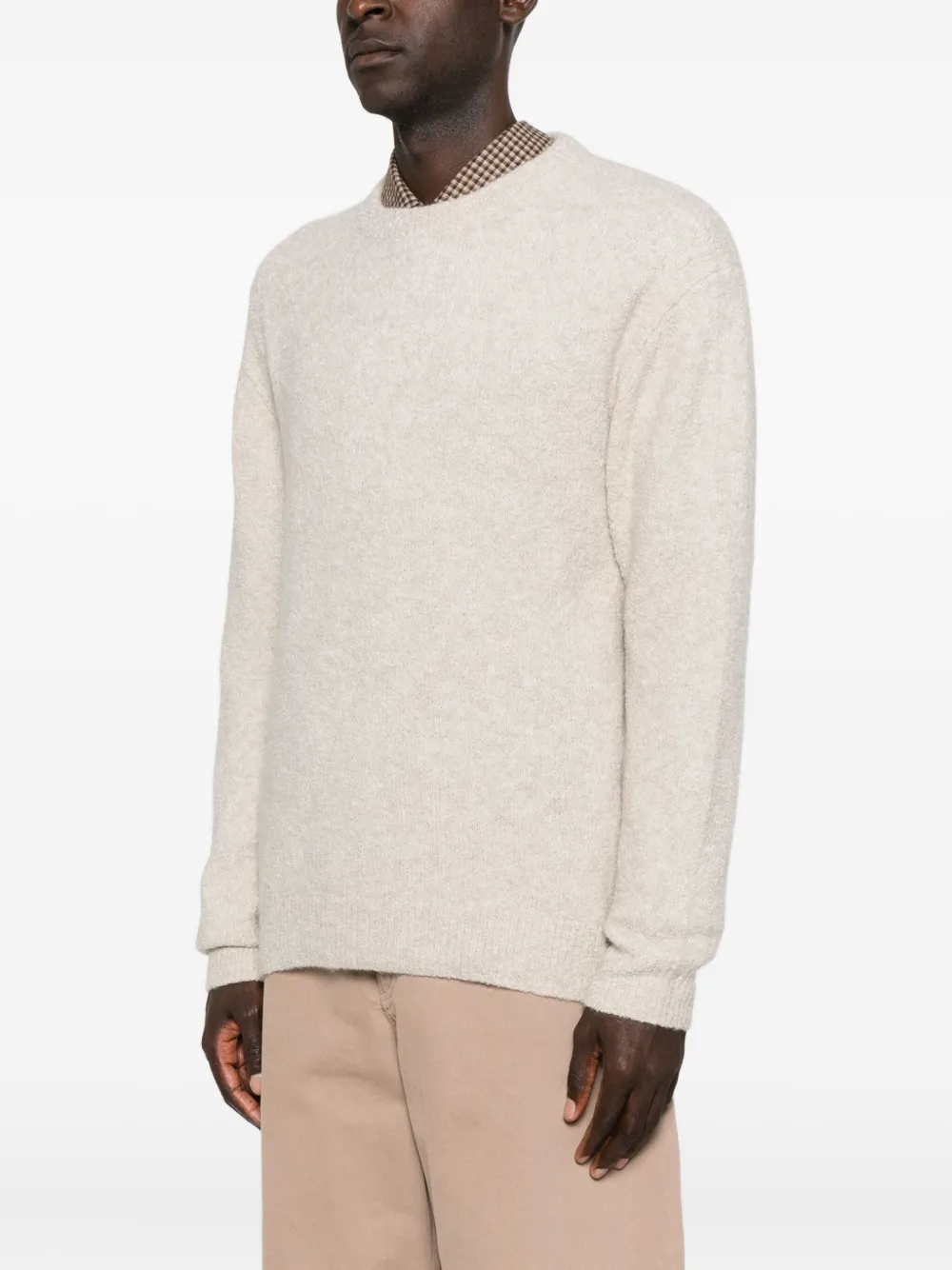 Soft Goat Crewneck Long-sleeve Sweater In Neutral