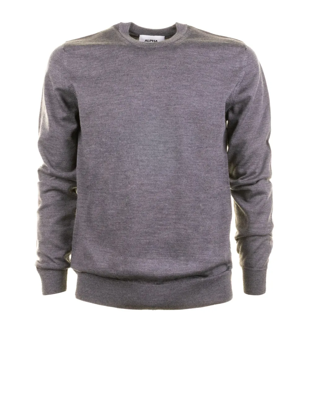 Alpha Studio Crew-neck Long-sleeve Sweater In Gray