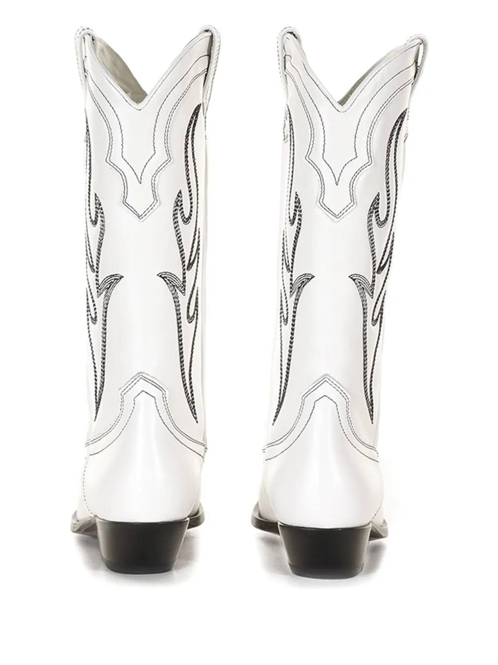 Sonora flame-embroidered cowboy boots White