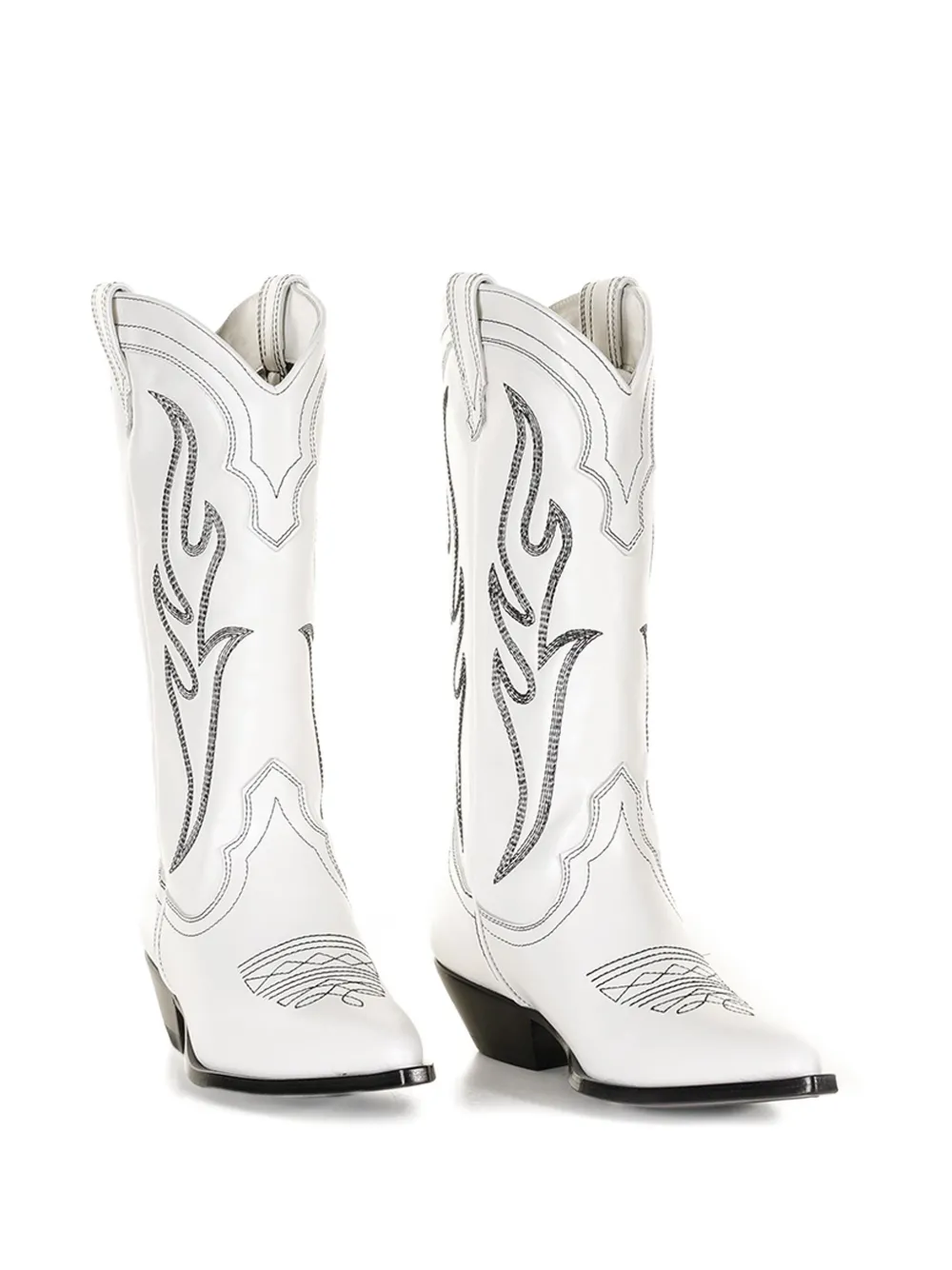 Sonora flame-embroidered cowboy boots White
