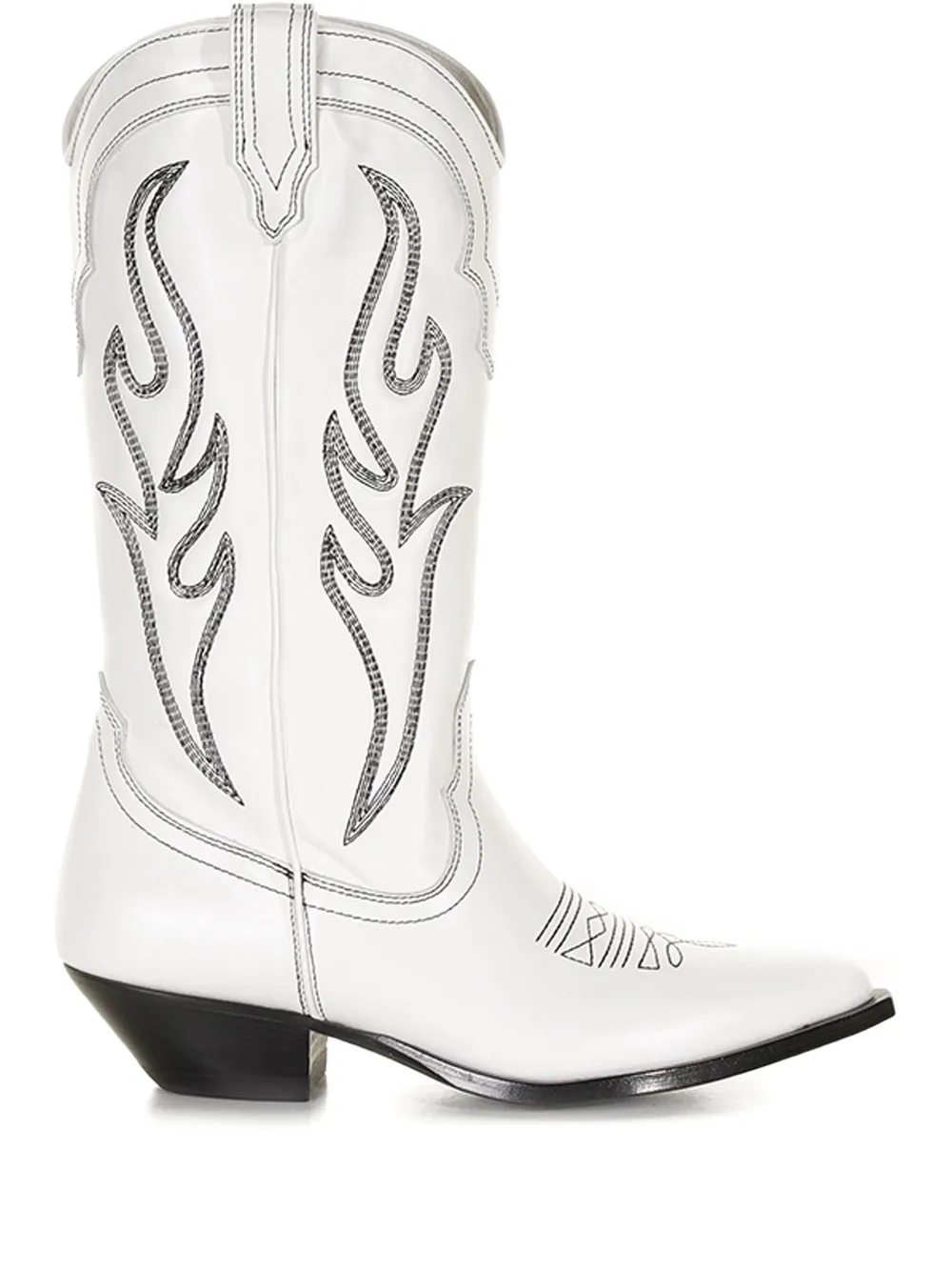 Sonora flame-embroidered cowboy boots White