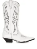 Sonora flame-embroidered cowboy boots - White