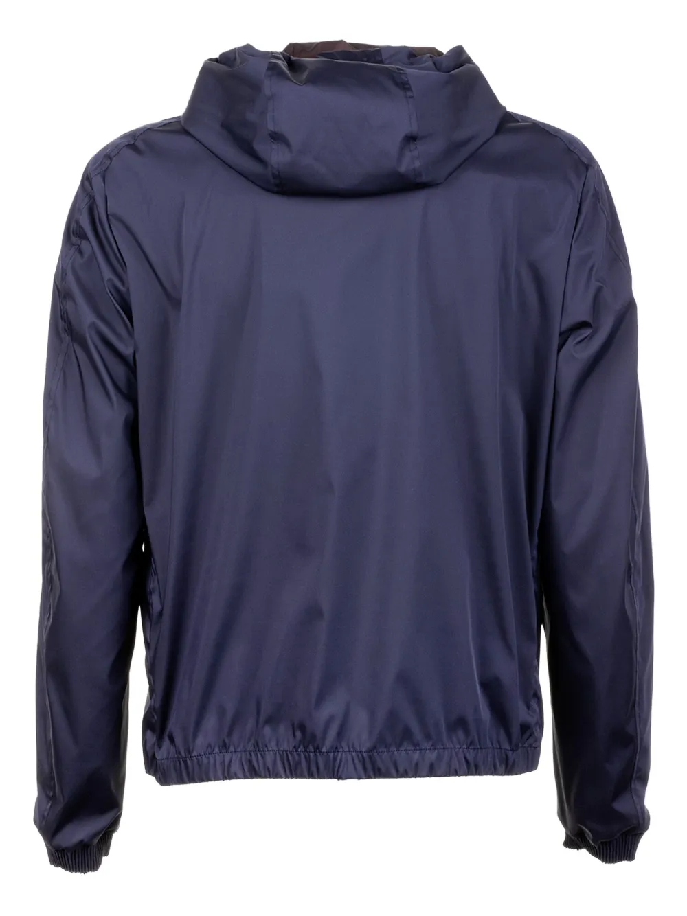 Moorer Navy Blue Waterproof Jacket With Zip And Collar In Blue