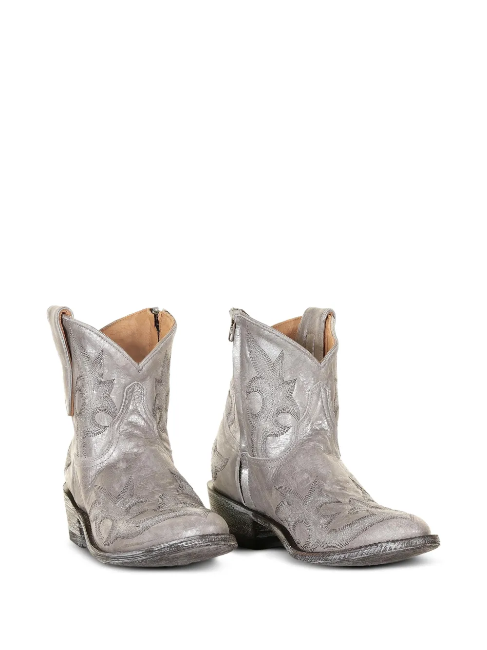 Mexicana 40 mm leren laarzen met Western-stijl en metallic-effect Zilver