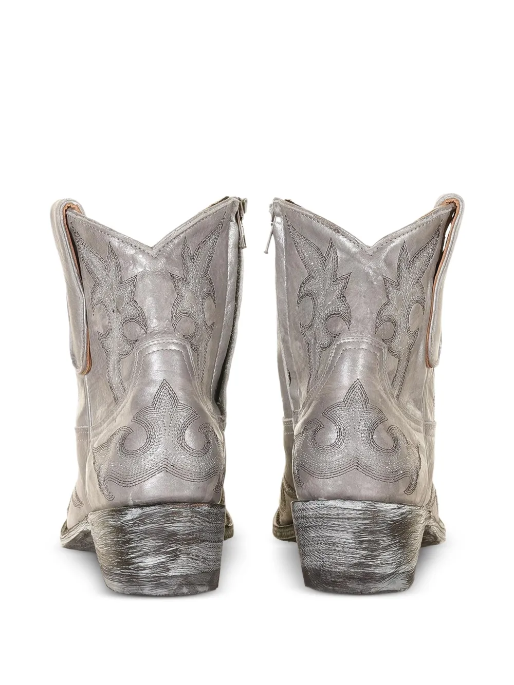 Mexicana 40 mm leren laarzen met Western-stijl en metallic-effect Zilver