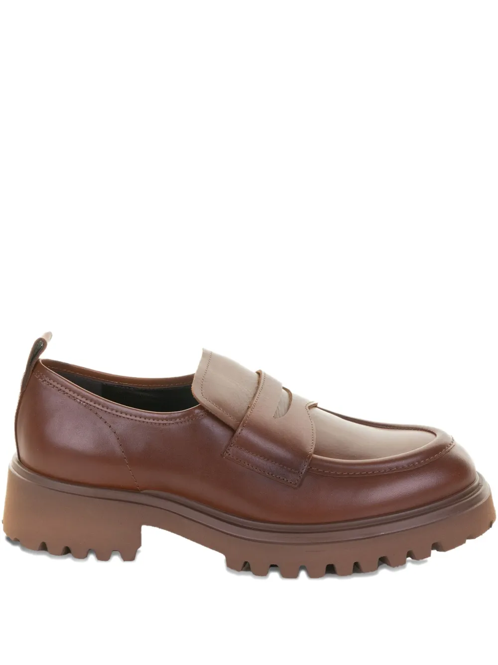GUGLIELMO ROTTA leather penny-strap loafers Brown