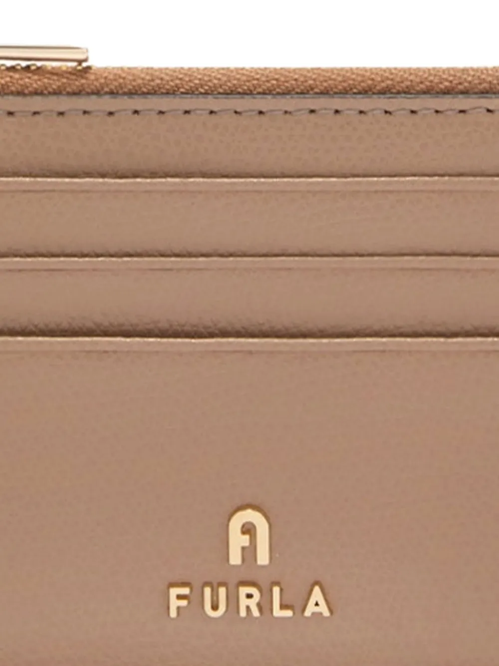 Furla Leren pasjeshouder met rits - Beige