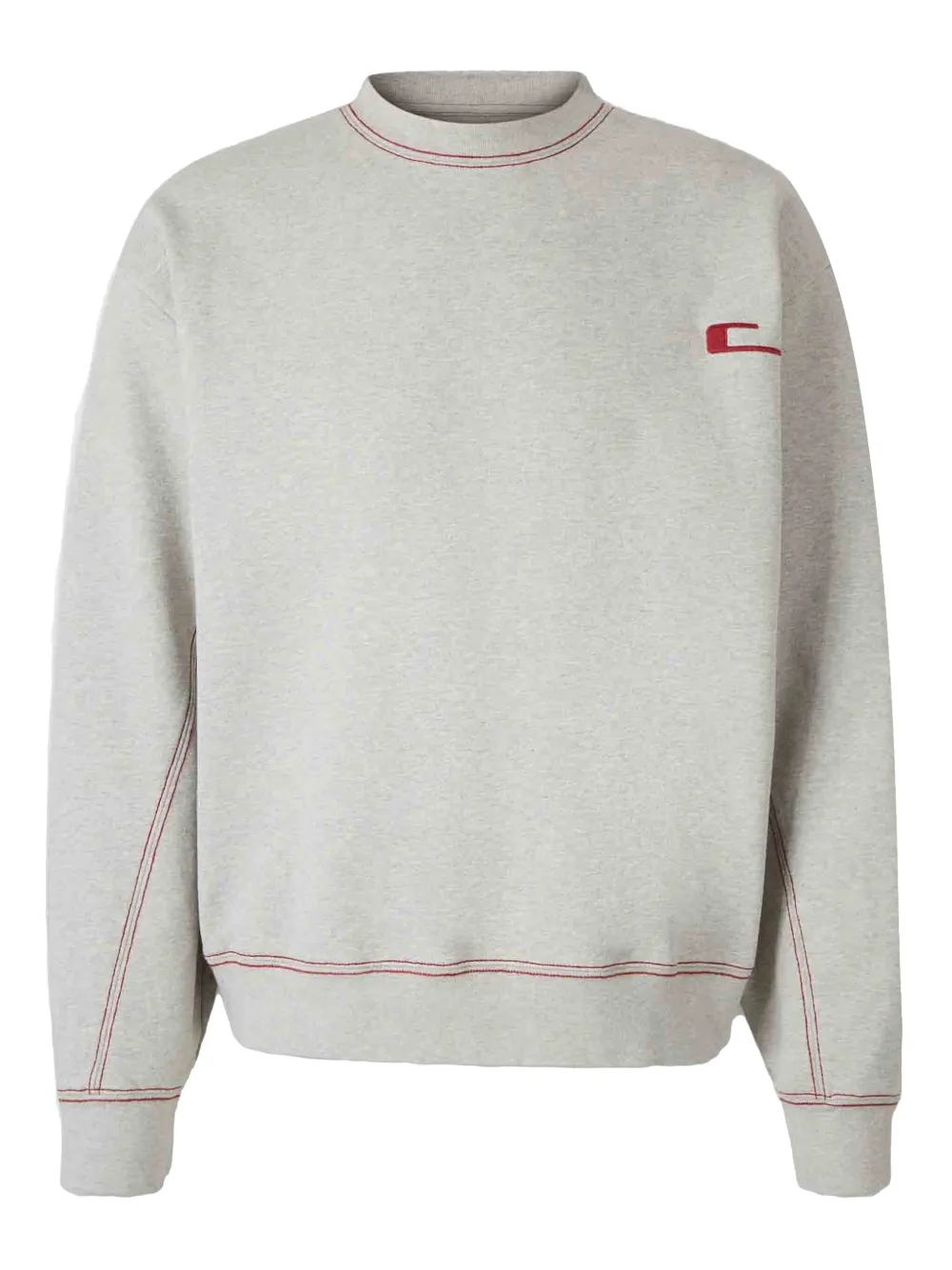 Carrera sudadera bordada con cuello redondo | gris | Image 1